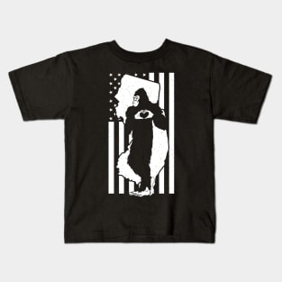 New Jersey Bigfoot American Flag Kids T-Shirt
